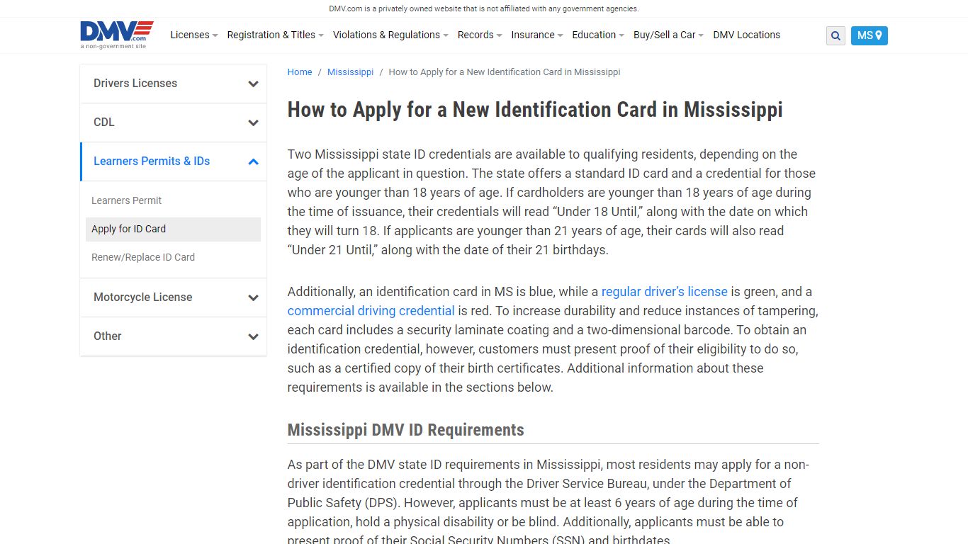Applying For A Mississippi State ID | DMV.com